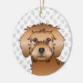 Abrikozen Mini Goldendoodle Mopshoofd Keramisch Ornament (Links)
