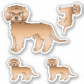 Abrikozen Mini Goldendoodle Schattige Cartoon Hond Sticker (Voorkant)