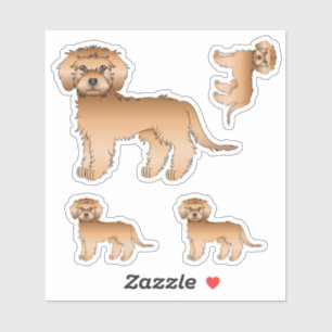 Abrikozen Mini Goldendoodle Schattige Cartoon Hond Sticker