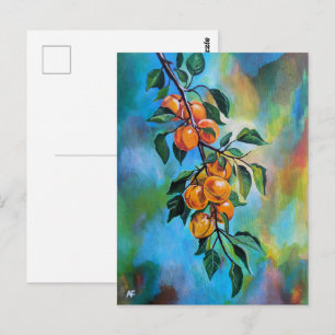 Abrikozen op een zomertak Schilderij van Alfred Fo Briefkaart