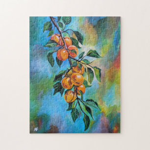 Abrikozen op een zomertak Schilderij van Alfred Fo Legpuzzel