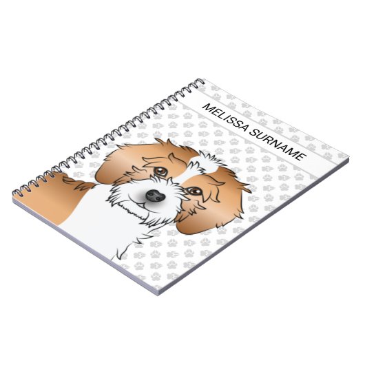 Abrikozen Parti-color Mini Goldendoedle Dog Notitieboek (Linkerzijde)