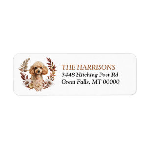 Abrikozen Poodle Hond Herfst Krans Etiket