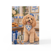 Abrikozen Poodle Menorah Joodse Hanukkah Hond