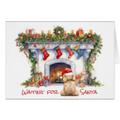 Abrikozen Poodle Wacht op Kerstman Kersthaard (Voorkant Horizontaal)