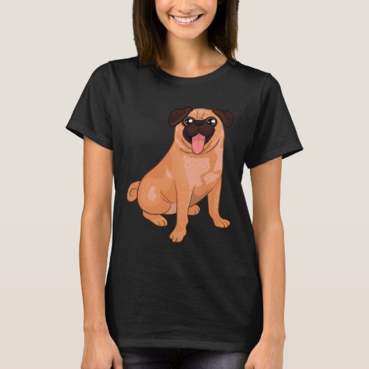 Abrikozen Puggontwerp 335 T-shirt (Voorkant)