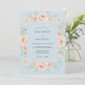 Abrikozen Stalen Ranunculus Eucalyptus Bruiloft Kaart (Staand voorkant)
