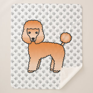 Abrikozen Toy Poodle Schattige Cartoon Hond Sherpa Deken