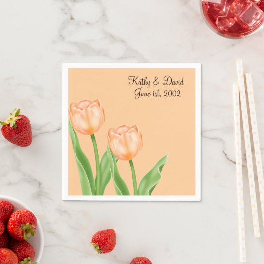 Abrikozen tulpen (bruiloft) servetten (Insitu)