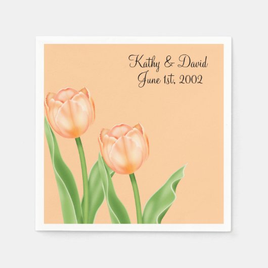 Abrikozen tulpen (bruiloft) servetten (Voorkant)