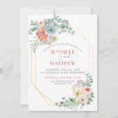 Abrikozen Wasabi Groen Goud Geometrische Bloemen B Kaart (Voorkant)