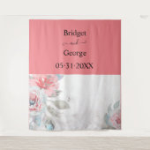 Abrikozen waterverf abstract pioenroos bruiloft wandkleed (Voorkant)