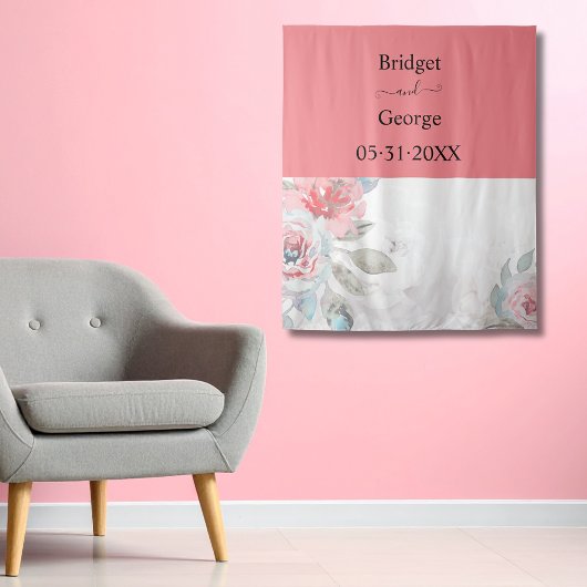 Abrikozen waterverf abstract pioenroos bruiloft wandkleed