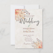 Abrikozen waterverf bloem bruiloft uitnodiging (Voorkant)