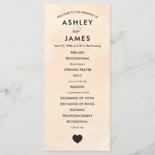 Abrikozen Waterverf Trouwprogramma voor Ceremonie Programmakaart