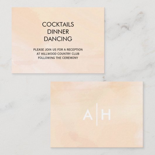 Abrikozen Waterverf Wedding Reception Kaart (Voorkant / Achterkant)