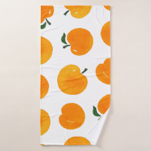 Abrikozen Waterverf Witte Achtergrond  Badhanddoek