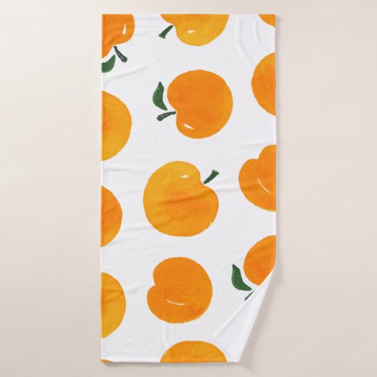 Abrikozen Waterverf Witte Achtergrond  Badhanddoek (Badhanddoek)