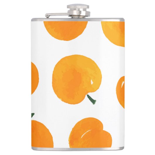 Abrikozen Waterverf Witte Achtergrond  Heupfles (Voorkant)