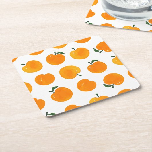 Abrikozen Waterverf Witte Achtergrond  Kartonnen Onderzetters (Schuin)