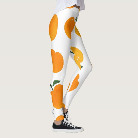 Abrikozen Waterverf Witte Achtergrond  Leggings (Rechts)