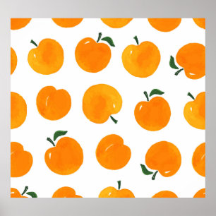 Abrikozen Waterverf Witte Achtergrond  Poster