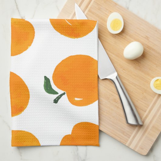 Abrikozen Waterverf Witte Achtergrond  Theedoek (Quarter Fold)