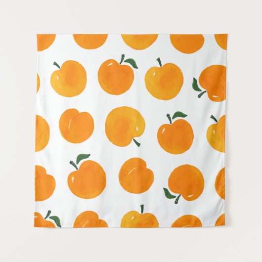 Abrikozen Waterverf Witte Achtergrond  Wandkleed (Voorkant)