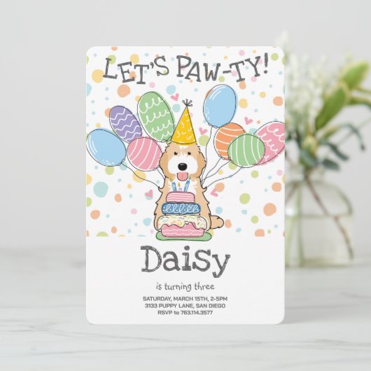 Abrikozen Witte Cockapoo Cavapoo Hond Verjaardagsf Kaart (Staand voorkant)