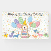 Abrikozen Witte Cockapoo Cavapoo Hond Verjaardagsf Spandoek (Horizontaal)