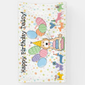 Abrikozen Witte Cockapoo Cavapoo Hond Verjaardagsf Spandoek (Verticaal)