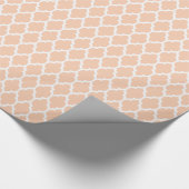 Abrikozen Witte Marokkaans Quatrefoil Patroon #4 Cadeaupapier (Hoek)