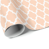 Abrikozen Witte Marokkaans Quatrefoil Patroon #4 Cadeaupapier (Rol Hoek)