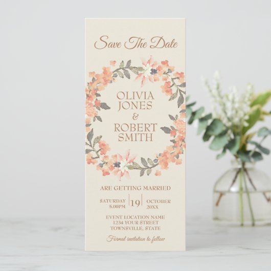 abrikozenbloem Bewaar de datum Kaart (Staand voorkant)