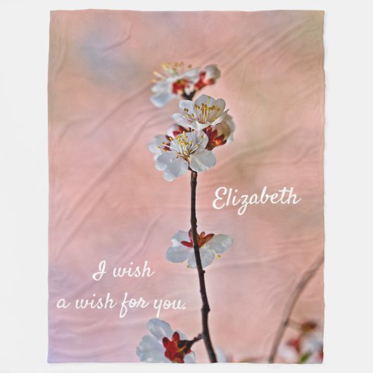 Abrikozenbloemen, adembenemend fleece deken (Voorkant)