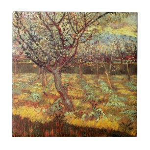 Abrikozenbomen in bloei door Vincent van Gogh Tegeltje
