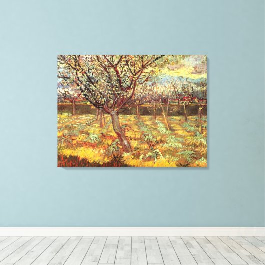 Abrikozenbomen in Blossom door Vincent van Gogh Canvas Afdruk (Insitu (Houten vloer))