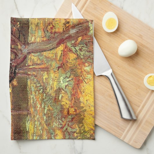 Abrikozenbomen in Blossom door Vincent van Gogh Theedoek (Quarter Fold)