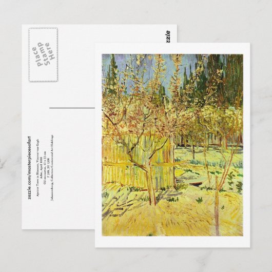 Abrikozenbomen in Blossom, Van Gogh Fine Art Briefkaart (Voorkant / Achterkant)