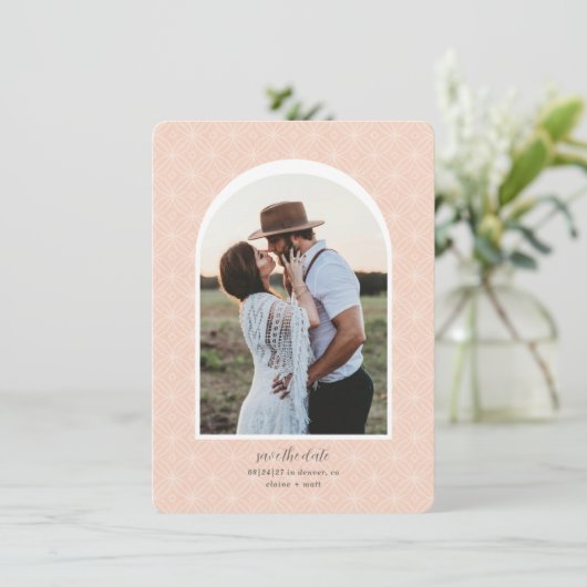 Abrikozenboog foto Bewaar de datum aankondiging (Staand voorkant)