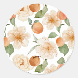 Abrikozenboomgaard botanische bloemige trouwsticke ronde sticker