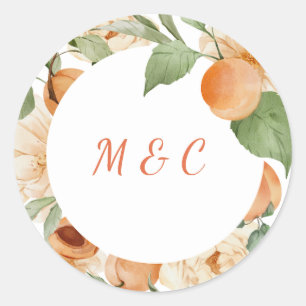 Abrikozenboomgaard Botanische Trouw Monogram Stick Ronde Sticker