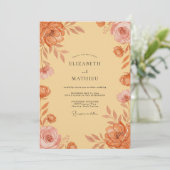Abrikozenboter Ranunculus Eucalyptus Bruiloft Kaart (Staand voorkant)