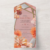 Abrikozencrush kleur 2024 met vetplanten all in one uitnodiging (Binnen)