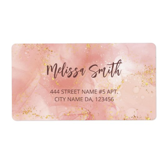 Abrikozeninkt Waterverf Gold Agate Scan QR Code Etiket (Voorkant)