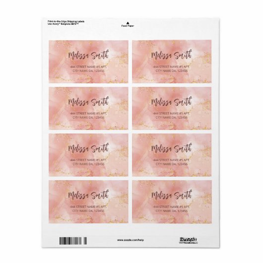 Abrikozeninkt Waterverf Gold Agate Scan QR Code Etiket (Full Sheet)