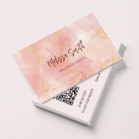 Abrikozeninkt Waterverf Gold Agate Scan QR Code Visitekaartje