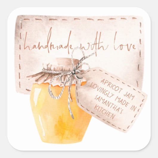 Abrikozenjam Etiket Zelfgemaakt met Liefde Naam (Voorkant)