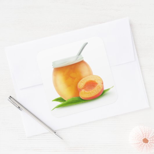 Abrikozenjam Vierkante Sticker (Envelop)