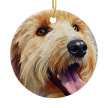 Abrikozenkleurige golden doodle in waterverf